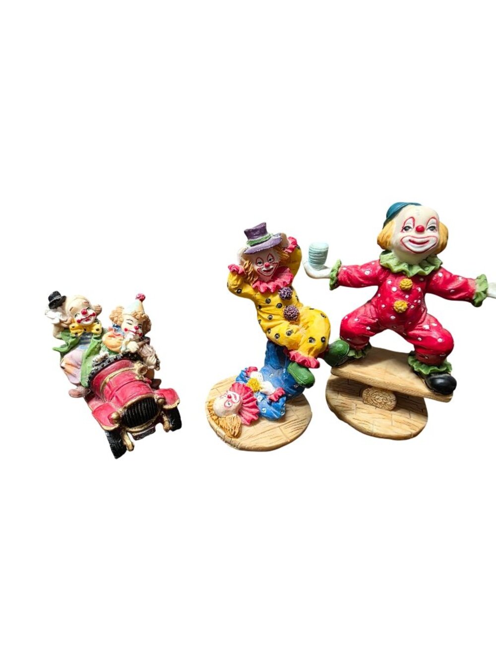 Three Vintage Circus Clown Small Figurines